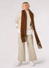 Soft Boucle Tassel Scarf, Brown, large