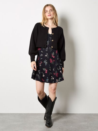 Botanical Floral Smocked Mini Dress