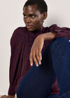 Mosaic Print Chiffon Ruffle Blouse, Burgundy, large