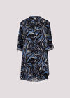 Abstract Swirl Shirt Mini Dress, Navy, large