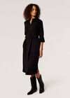 Utility Shirt Midi Dress, Black, large