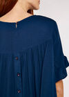 Square Button Back Top, Navy, large