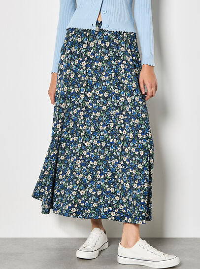 Floral Print A-Line Midaxi Skirt