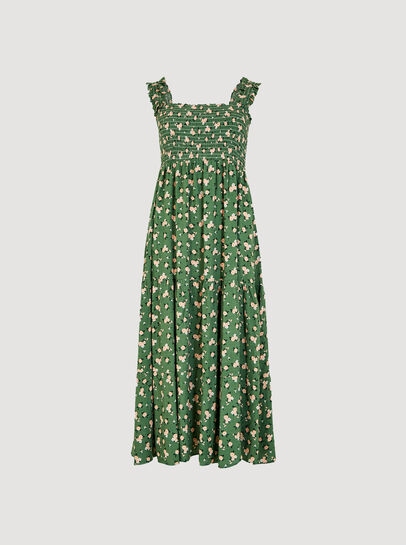Ditsy Smocked Midi Dress