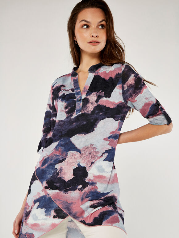 Watercolour Disruption Tunic, Pink, large