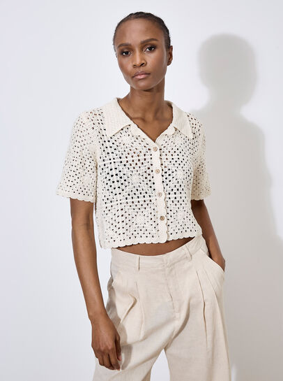 Floral Cotton Crochet Cardigan