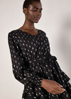 Gold Foil Spot Tiered Mini Dress, Black, large