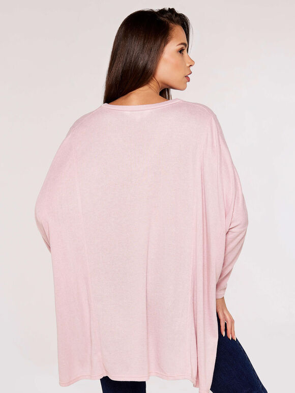Oversized Soft Touch Top, Pink, large