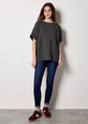 Waffle Knit Batwing Top, Dark Grey - Charcoal, large