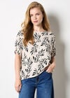 Leaf Print Woven T-Shirt, Stone, large