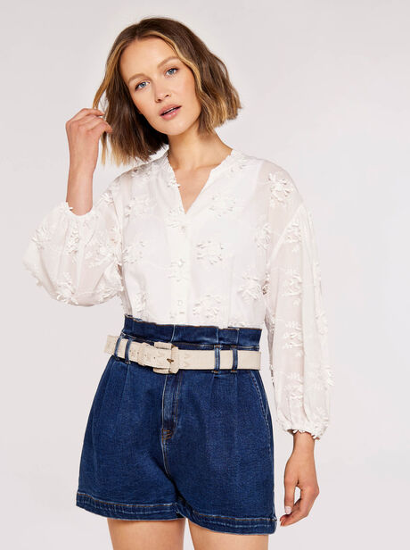 Embroidered Volume Sleeve Top
