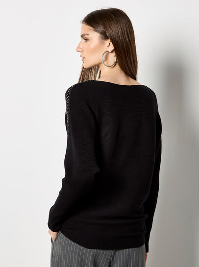 Rhinestone Embellished Batwing Jumper