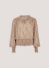 Ikat Swirl Shimmer Chiffon Top, Stone, large