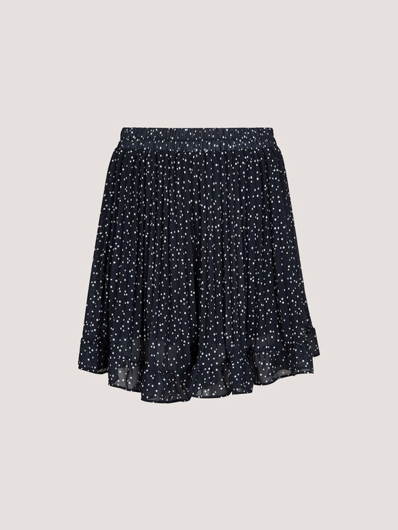 Spot Chiffon Plisse Mini Shorts, Navy, large