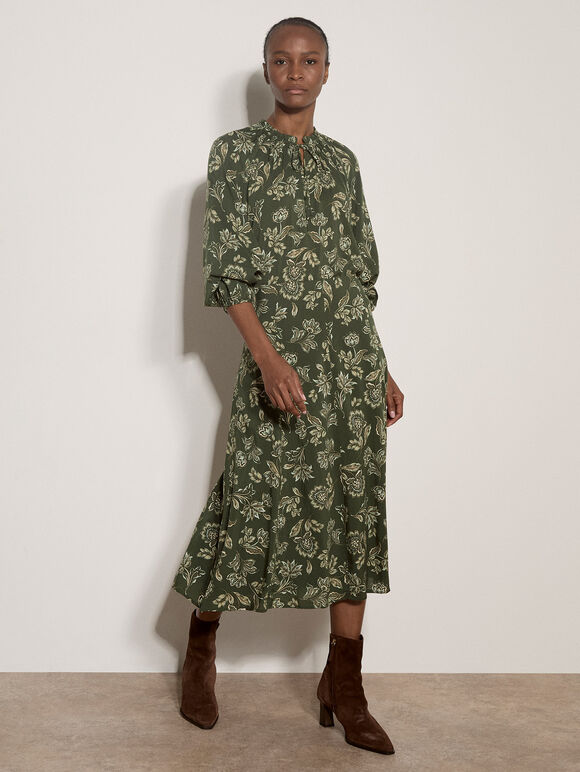 Folk Floral Blouse, Green, large