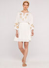 Embroidery Side Tie Dress, Cream, large