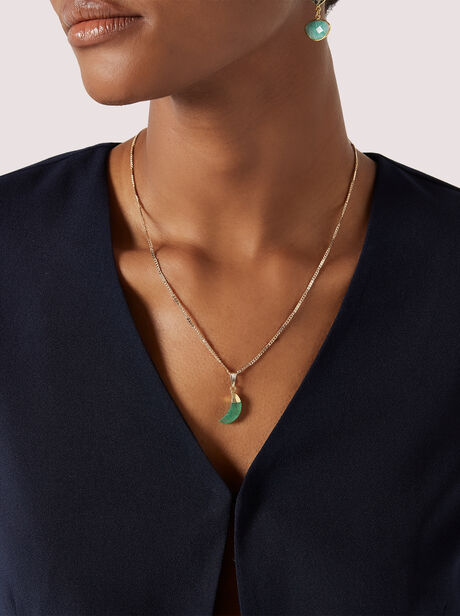 Collier lune verte dorée