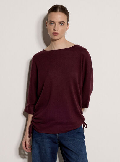 Soft Touch Drawstring Batwing Top