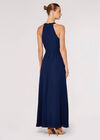 Halter Neck Split Maxi Dress, Navy, large