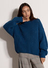 Chunky Cable Knit Jumper, Cobalt/Royal Blue, large
