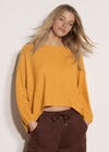 Honeycomb Knit Oversized Top, Mustard, large