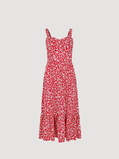 Mono Floral Midi Dress