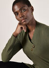 Wrap Hem Ribbed Tunic Top, Khaki, large