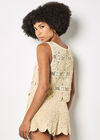 Crochet Circles Cotton Crop Top, Stone, large