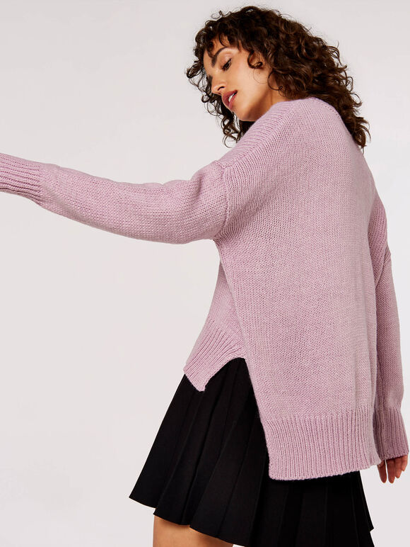 High Low Oversize Jumper, Lilac, large