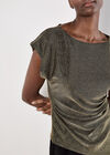 Sparkle Side Ruched Jersey Top, Yellow, large