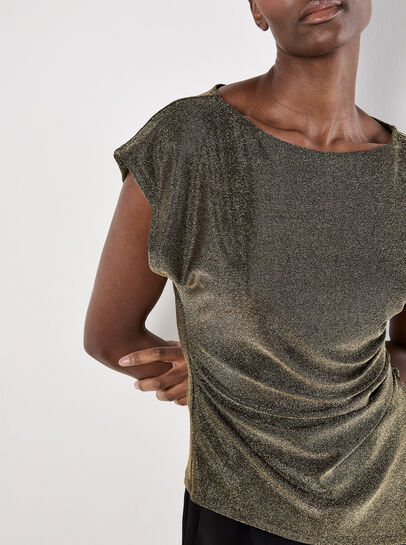 Sparkle Side Ruched Jersey Top