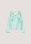 Dobby Bead Embellished Empire Top, Blue, large