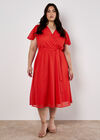 Curve Jacquard Chevron Wrap Midi Dress, Orange, large