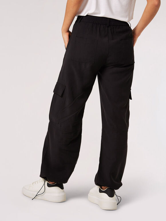 Relaxed-Cargohose aus weichem Twill, Schwarz, Größe L