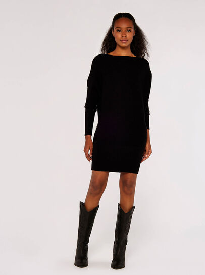 Ribbed Batwing Jumper Mini Dress