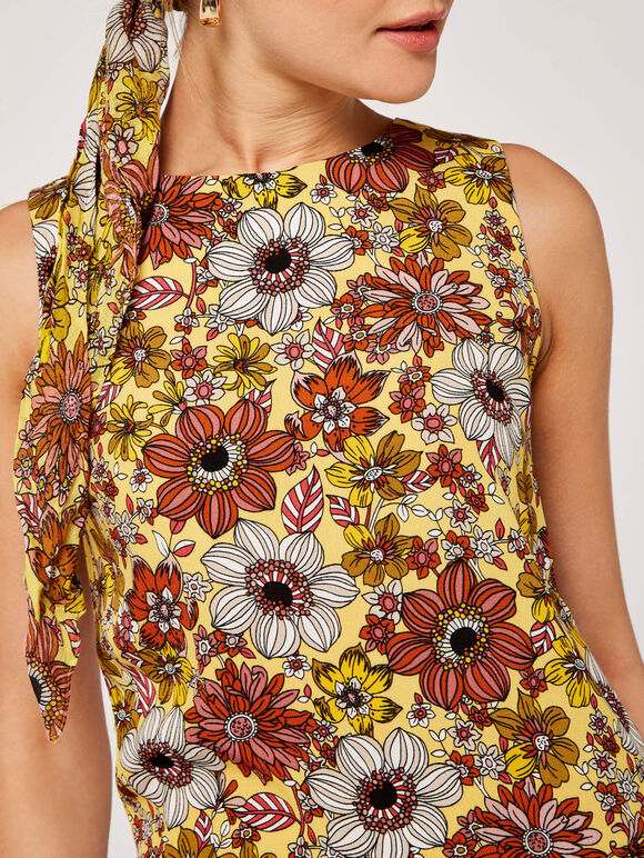 70s Floral Dress, Yellow, large