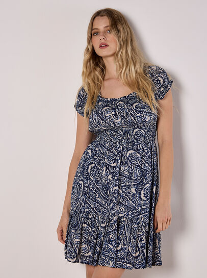 Paisley Milkmaid Mini Dress