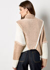 Colour Block Cable Chunky Knit Jumper, Brown, large
