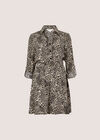Animal Print Crepe Shirt Mini Dress, Stone, large