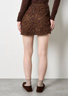 Leopard Suedette Mini Skirt, Brown, large