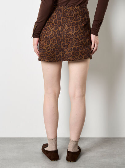 Leopard Suedette Mini Skirt
