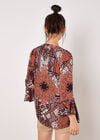 Patchwork Scarf Print Blouse, Orange, large
