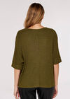 Rib Batwing Top, Khaki, large