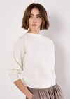 Rib Knit Batwing Jumper, White, large