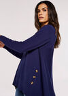 Longline Side Button Jumper, Navy, large