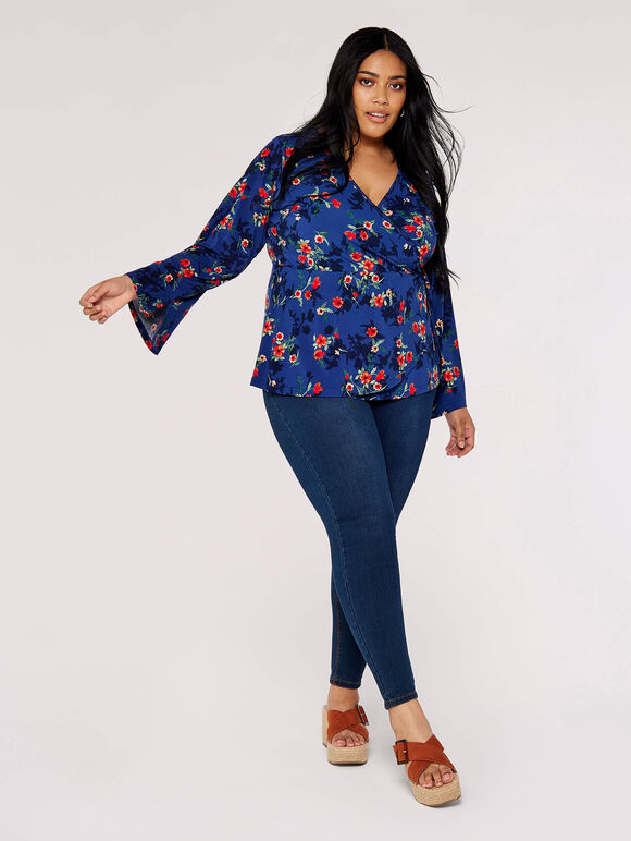 Curve Wrap Top, Blue, large
