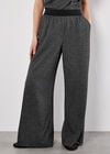 Mini Dogtooth Soft Wide Leg Trousers, Dark Grey - Charcoal, large