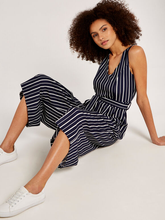 Stripe Pocket Jumpsuit, Navy, large