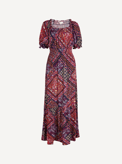 Boho Folk Print Maxi Dress