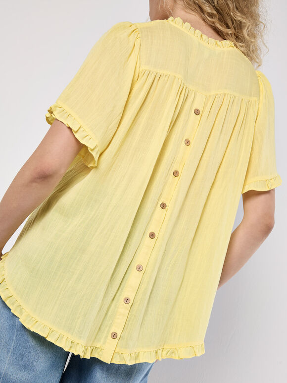 Smocked Ruffle Top, Yellow, large